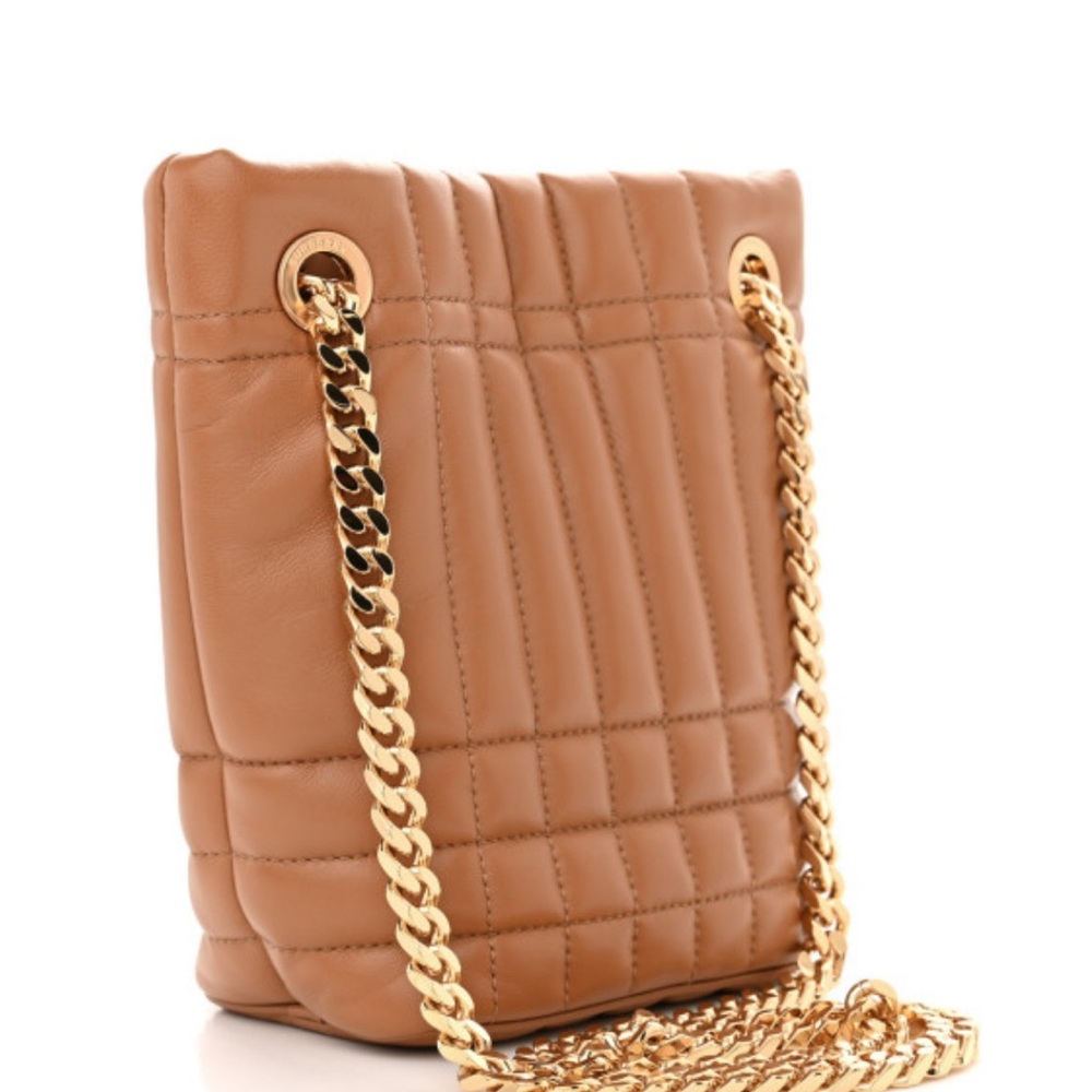 Burberry Lambskin Quilted Mini Lola Bucket Bag Maple Brown - Picture 2 of 8